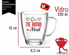 1 Caneca 350ml Dia Dos Namorados Vidro Personalizada - Oro Comércio