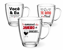 1 Caneca 350ml Dia Dos Namorados Vidro Personalizada