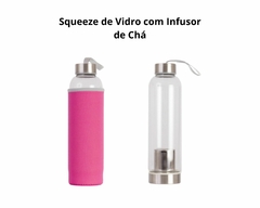 Imagem do Garrafa Squeeze de Vidro com Infusor e Capa Térmica