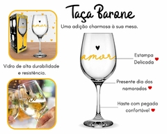 Kit 2 Taça Vinho 490ml Vidro Love Gold - Oro Comércio