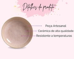 Conjunto de 6 Pratos Fundos Cerâmica Rosa Litchi - Oro Comércio