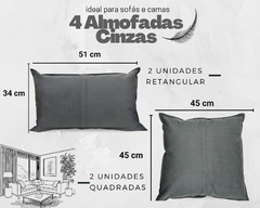 Imagem do Kit 4 Almofadas Cheias Quadrada Retangular Suede