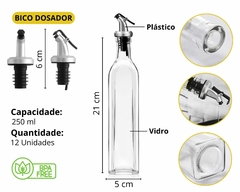 12 Un Galheteiro 250ml Vidro P/ Azeite Vinagre - Oro Comércio