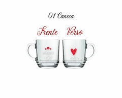 1 Caneca de Vidro Transparente com Desenho - Linha Love - Oro Comércio