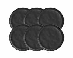 Kit 6 Pratos de Sobremesa de Cerâmica Linha Preto Matte