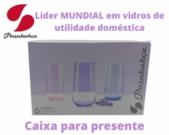 Kit com 6 Copos de Vidro Roxo de 470ml - Oro Comércio