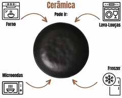 Imagem do Kit 6 Pratos Fundo de Cerâmica Linha Preto Matte