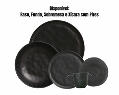 Imagem do Kit 6 Pratos de Sobremesa de Cerâmica Linha Preto Matte