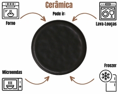 Imagem do Kit 6 Prato Raso de Cerâmica Linha Preto Matte