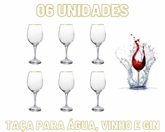 Imagem do Kit 6 Taça de Vinho Filete de Ouro 490ml