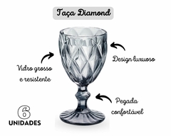 6 Taças Diamond 300ml Grafite Vidro na internet