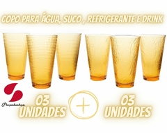 Conjunto com 6 Copos Amarelo de Vidro 340ml - comprar online