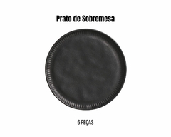 Kit 6 Pratos de Sobremesa de Cerâmica Linha Preto Matte - comprar online