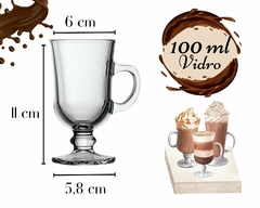 Jogo 6 Xícaras Taça 100ml Coffe Capuccino Transparente Vidro - loja online