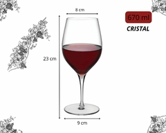 2 Taças Vidro Cristal 670ml Transparente Luxuosa Vinho Água na internet