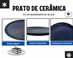 Kit 2 Pratos Sobremesa Cerâmica Azul na internet