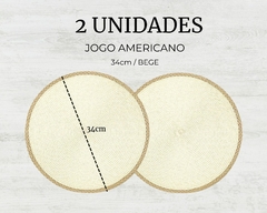 Kit 2 Jogos Americanos De Tecido c/Borda Fibra Natural 34cm