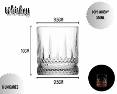 Jogo Copos Whisky Detalhado Vidro 6Uni 380ML Baixo - Oro Comércio