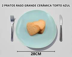 2 Pratos Grande Azul ou Branco Ceramica Torto Raso Luxo - Oro Comércio