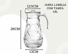 Jarra de Vidro com Tampa 1,8L Transparente Suco Água - Oro Comércio