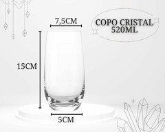 6 Copos Cristal 520ml Cilindro Refinado, Resistente, Água - Oro Comércio