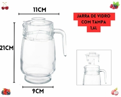 Jarra de Vidro com Tampa 1,6L Lisa Transparente Suco na internet