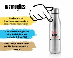 30 Garrafa Alumínio Personalizada 500ml Água Chá Café Leite - Oro Comércio