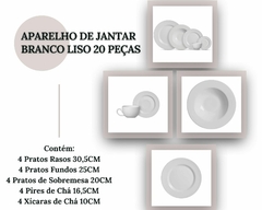 Aparelho de Jantar 20un. Branco Liso Luxuoso Ceramica na internet