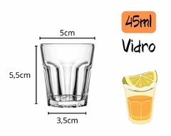 Jogo 6 Copos Shot Tequila Cachaça Vidro Transparente 45 ml