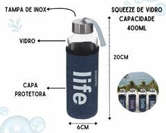 Squeeze Garrafa de Vidro c/ Capa Academia 400ml na internet