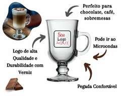 12 Canecas Xícara Capuccino 100ml Alça Personalizada Doceria - Oro Comércio