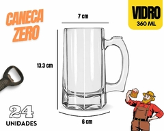 Kit 24 Canecas 360ml Chopp Zero Grau Vidro Grosso - loja online