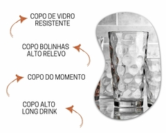 Kit 6 Copos Vidro Grosso Detalhado Long Drink 260ml Luxo - loja online