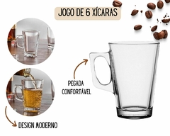 Jogo de Caneca com 6 Unidades em Vidro 185ml - loja online