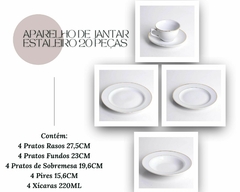 Aparelho de Jantar 20un. Filete Ouro/Prata Luxuoso Porcelana - Oro Comércio