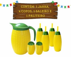 Imagem do Kit Decoração Milho Festa Junina Jarra Copo Saleiro Paleiro