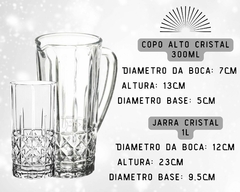 Kit Jarra 1L e 06 Copos Cristal 300ML Luxuoso, Transparente na internet