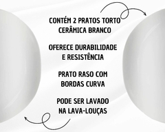 Imagem do 2 Pratos Sobremesa Ceramica Azul ou Branco Torto Raso 22cm Sofisticação