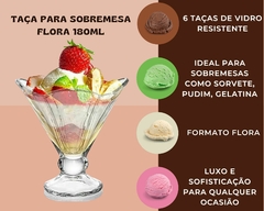 6 Taças Sobremesa Flora 180ml Vidro, Sorvete - Oro Comércio