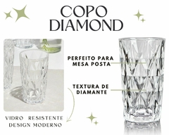 Jogo com 6 Copos de Vidro Diamond de 260ml - Oro Comércio