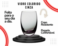 Kit 12 Copos Vidro Resistente Cinza Colorido Bolha 465ml - Oro Comércio