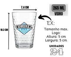 24 Copos Vidro Personalizado 265ml Cilindro Bar Suco Refri - loja online