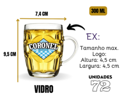 72 Canecas 300ml Vidro Personalizadas Chopp/Cerveja Logo - Oro Comércio