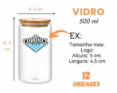 12 Copos Lata Personalizado 500ml C/ Tampa Canudo Vidro Luxo - Oro Comércio