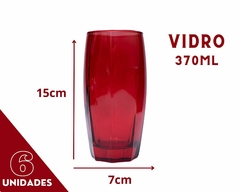 Kit 6 Copos 370ml Vidro Vermelho/Preto - loja online