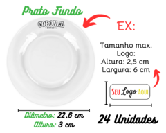 24 Pratos Fundo Vidro Original Personalizado Transparente - Oro Comércio