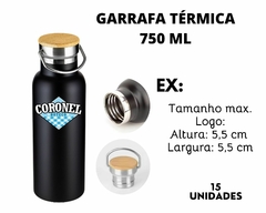 Conjunto 15 Garrafas Térmicas Personalizadas 750 ml C/ Tampa De Bambu na internet