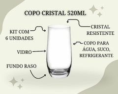 6 Copos Cristal 520ml Cilindro Refinado, Resistente, Água - loja online