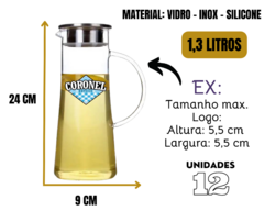 12 Peças de Jarra Vidro Personalizadas 1,3litros Chá Suco na internet