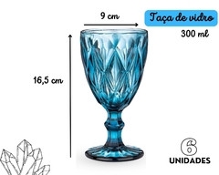 6 Taças Diamond 300ml Azul Vidro na internet